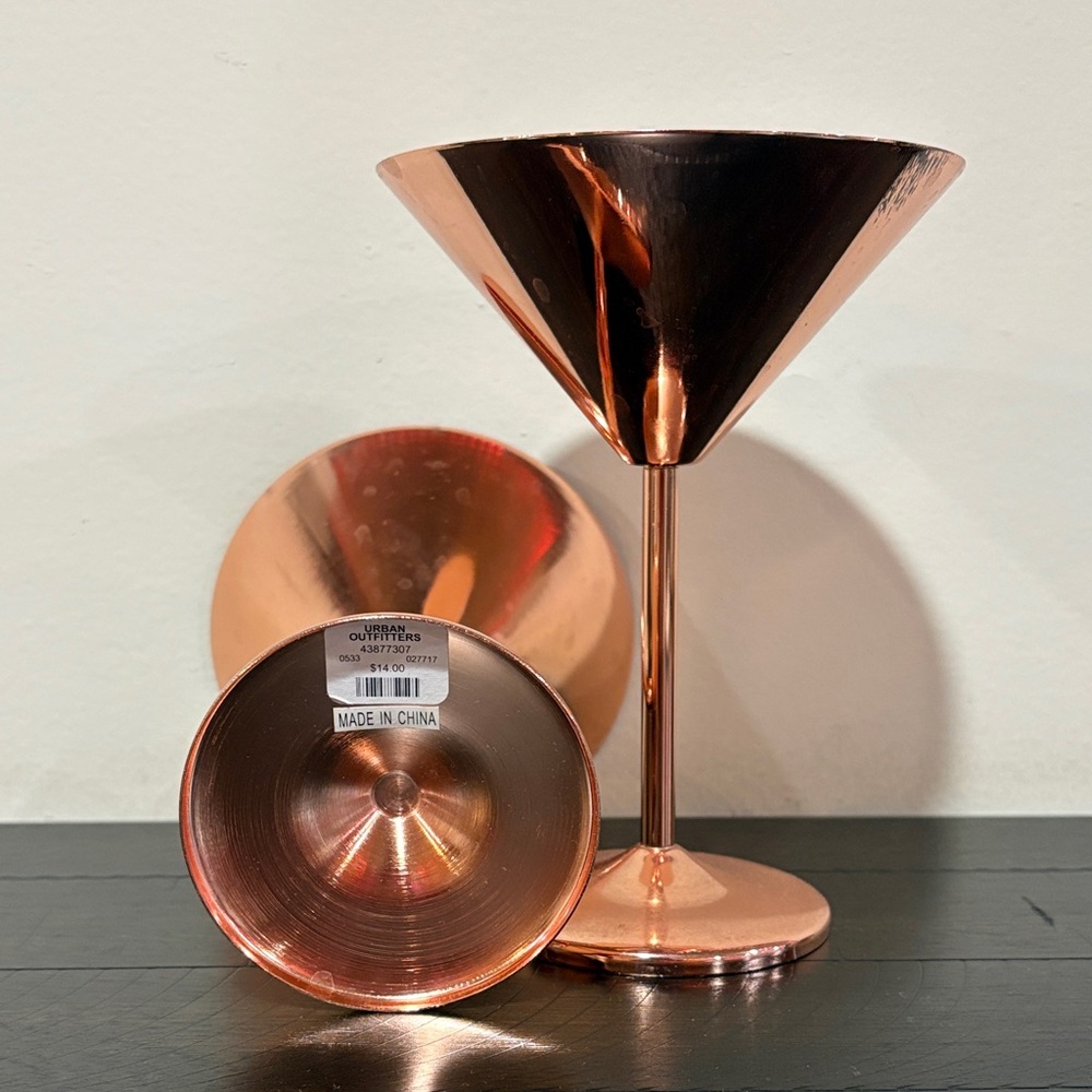 Urban Outfitters Copper Martini Glasses - Metallic Copper Cocktail Stems